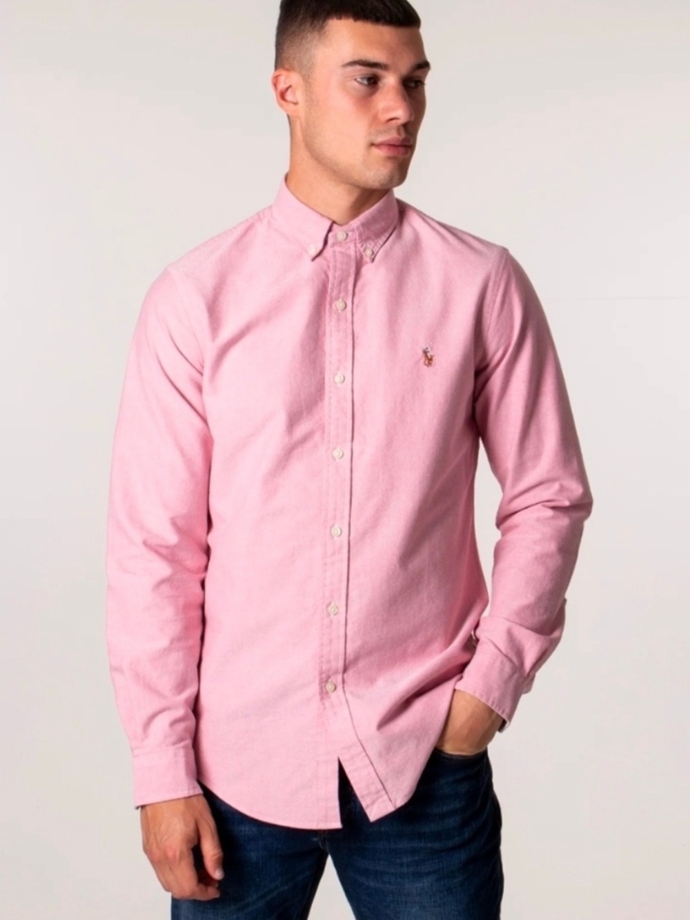 Ralph Lauren Custom Fit Pink Button Down Cotton Oxford Shirt